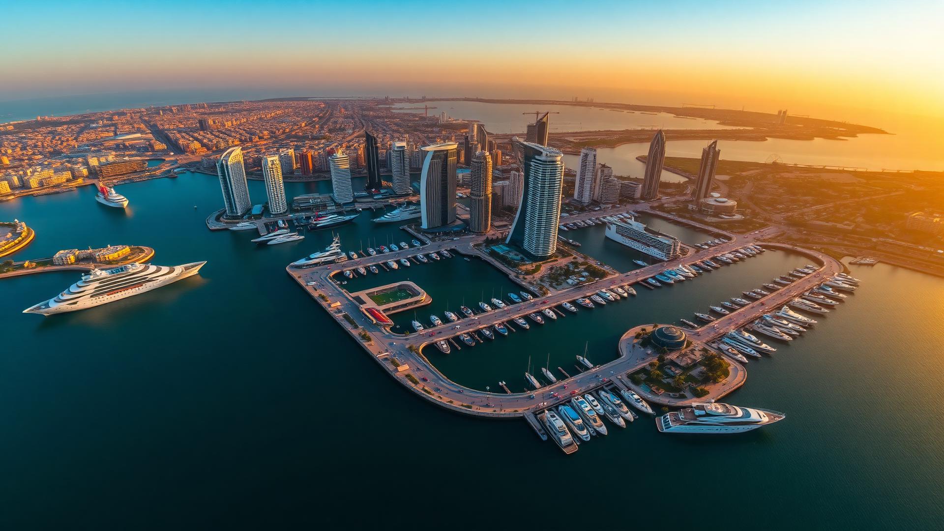 Skyline Dubaï coucher de soleil